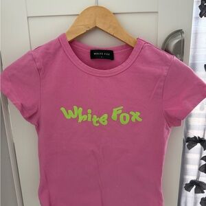 White Fox pink tee